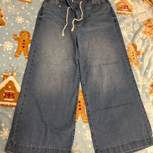 Kensie Light Blue Denim Pants with Drawstring